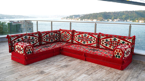 L Shaped Arabic Sofa, Turkish Floor Sofa, Majlis Sofa Set