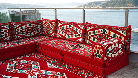 L Shaped Arabic Sofa, Turkish Floor Sofa, Majlis Sofa Set