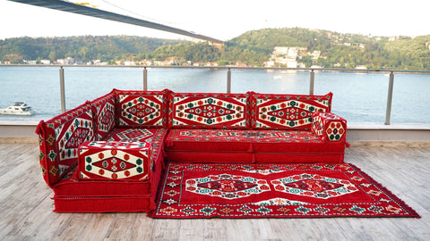 L Shaped Arabic Sofa, Turkish Floor Sofa, Majlis Sofa Set