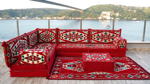 L Shaped Arabic Sofa, Turkish Floor Sofa, Majlis Sofa Set