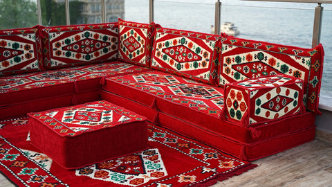 L Shaped Arabic Sofa, Turkish Floor Sofa, Majlis Sofa Set