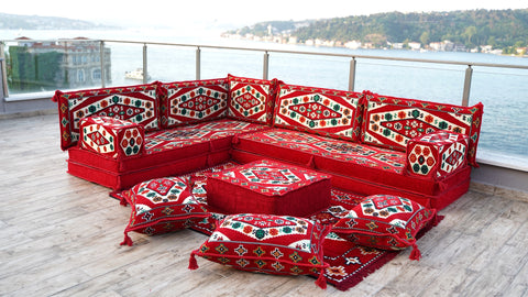 L Shaped Arabic Sofa, Turkish Floor Sofa, Majlis Sofa Set