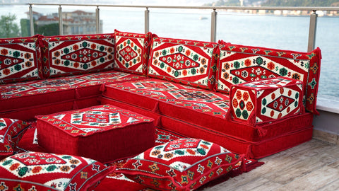 8 Thickness L Shape Sofa, Arabic Sofa, Turkish Floor Sofa, Majlis Sofa Set