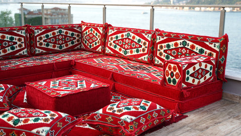 L Shaped Arabic Sofa, Turkish Floor Sofa, Majlis Sofa Set