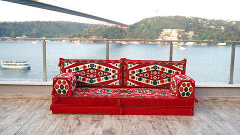 Loveseat Sofa, Arabic Majlis Seating, Floor Cushions