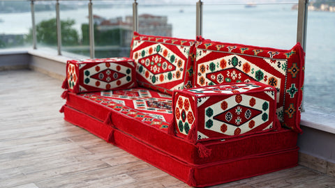 Loveseat Sofa, Arabic Majlis Seating, Floor Cushions