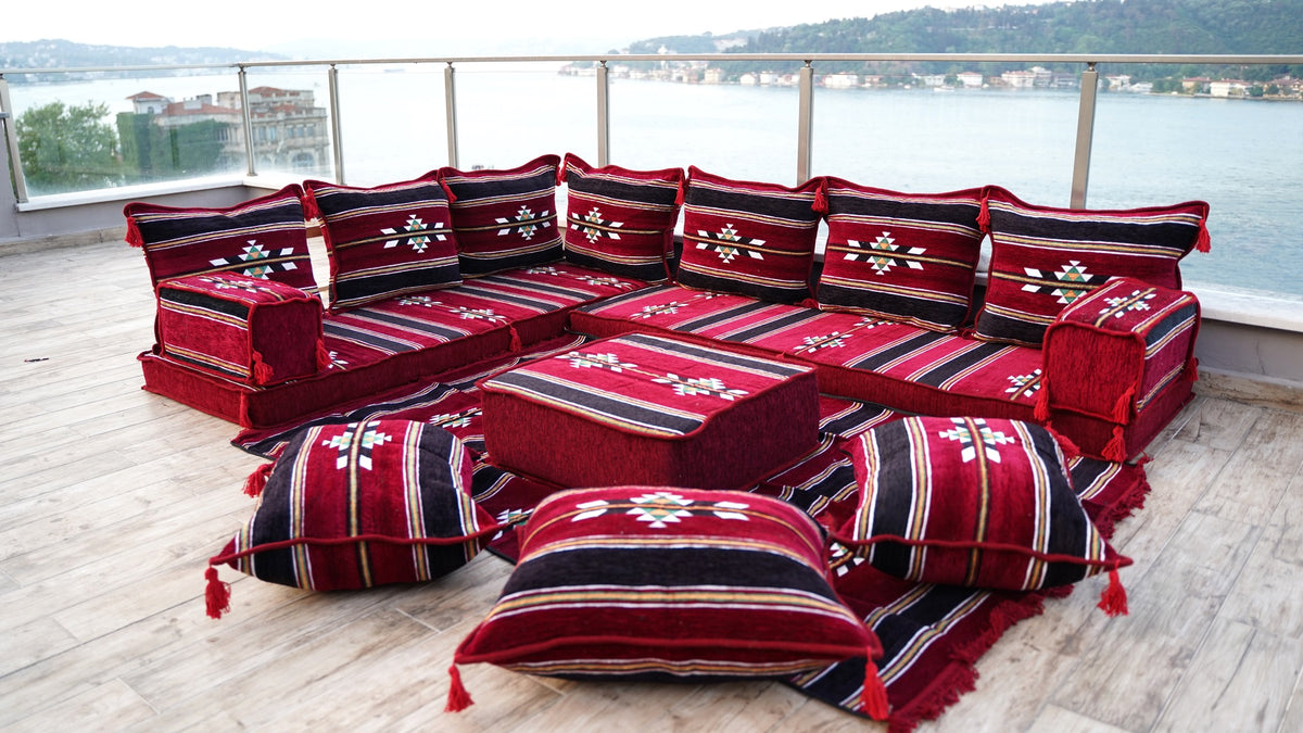 L Shaped Floor Seating Set, Moroccan Sofa Seating Set