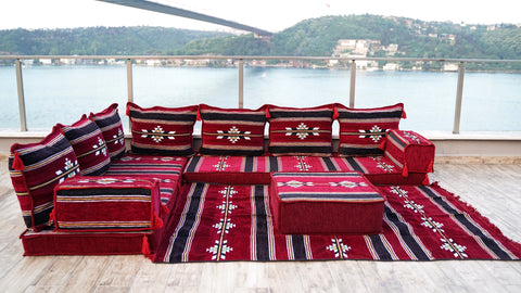 L Shaped Floor Seating Set, Moroccan Sofa Seating Set