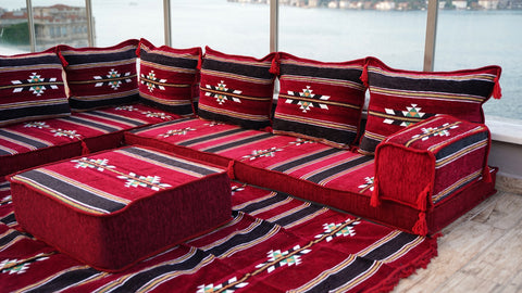 L Shaped Floor Seating Set, Moroccan Sofa Seating Set