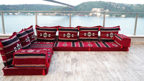 L Shaped Floor Seating Set, Moroccan Sofa Seating Set