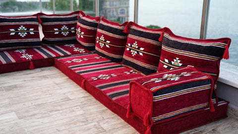 L Shaped Floor Seating Set, Moroccan Sofa Seating Set