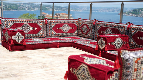 8 Thickness U Sofa Set, Handmade Arabic Sofa, Moroccan Sofa, Turkish Seating Set