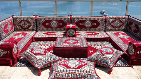 U Shaped Handmade Arabic Sofa, Moroccan Sofa, Turkish Seating Set