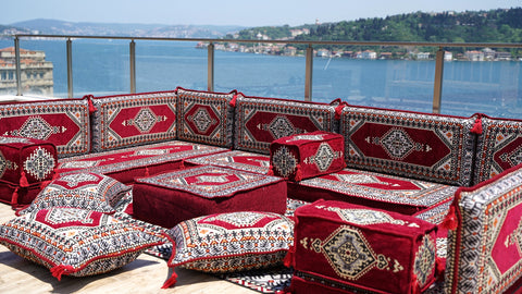 U Shaped Handmade Arabic Sofa, Moroccan Sofa, Turkish Seating Set