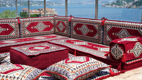 L Shaped Arabic Jalsa, Floor Seating Sofa, Handmade Arabic Sofa