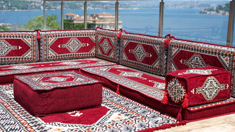 L Shaped Arabic Jalsa, Floor Seating Sofa, Handmade Arabic Sofa
