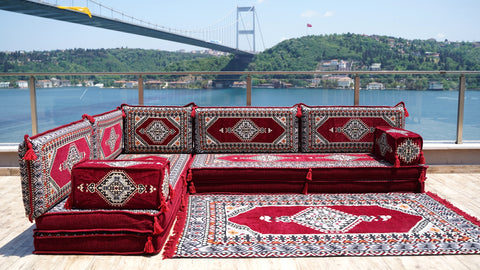 L Shaped Arabic Jalsa, Floor Seating Sofa, Handmade Arabic Sofa