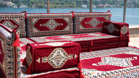 L Shaped Arabic Jalsa, Floor Seating Sofa, Handmade Arabic Sofa