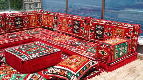 L Shaped Floor Seating Sofa, Moroccan Sofa Seating, Majlis Sofa