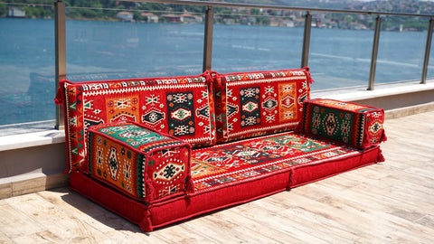 Loveseat Sofa, Floor Cushions Set, Arabic Majlis Sofa