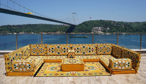 8 Thickness U Sofa Set, Floor Cushions, Arabic Sofa, Oriental Sofa, Turkish Cushions
