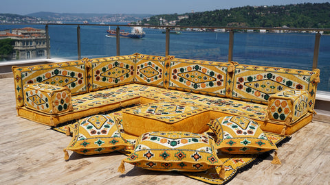 L Shaped Floor Sofa, Arabic Majlis Seating, Turkish Sofa