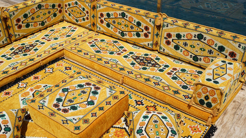 L Shaped Floor Sofa, Arabic Majlis Seating, Turkish Sofa