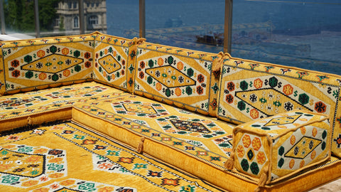L Shaped Floor Sofa, Arabic Majlis Seating, Turkish Sofa