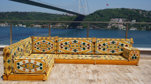 L Shaped Floor Sofa, Arabic Majlis Seating, Turkish Sofa