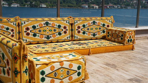 L Shaped Floor Sofa, Arabic Majlis Seating, Turkish Sofa