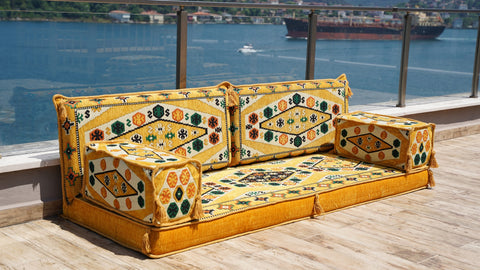 Loveseat Sofa, Floor Cushions, Arabic Majlis Seating