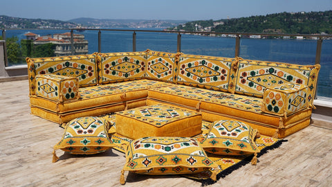 8 Thickness L Shape Sofa, Floor Sofa, Arabic Majlis Seating, Turkish Sofa