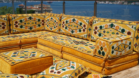 L Shaped Floor Sofa, Arabic Majlis Seating, Turkish Sofa