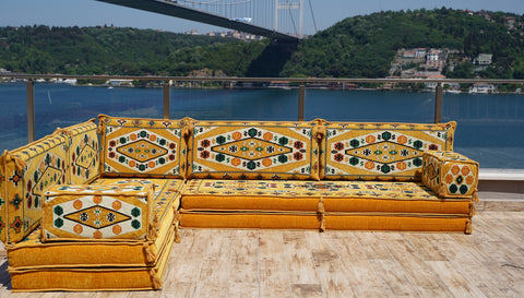 L Shaped Floor Sofa, Arabic Majlis Seating, Turkish Sofa