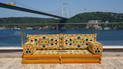 Loveseat Sofa, Floor Cushions, Arabic Majlis Seating