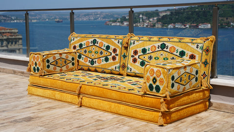 Loveseat Sofa, Floor Cushions, Arabic Majlis Seating