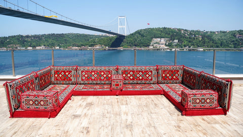 8 Thickness U Sofa Set, Handmade Arabic Sofa, Moroccan Sofa, Turkish Sofa