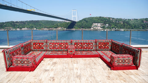 U Shaped Handmade Arabic Sofa, Moroccan Sofa, Turkish Sofa