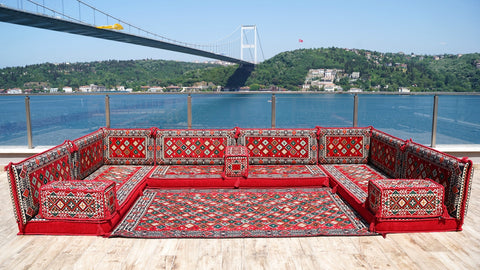 8 Thickness U Sofa Set, Handmade Arabic Sofa, Moroccan Sofa, Turkish Sofa