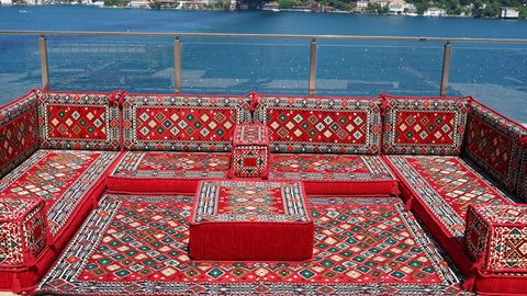 U Shaped Handmade Arabic Sofa, Moroccan Sofa, Turkish Sofa