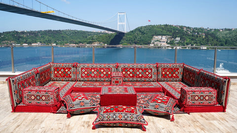 8 Thickness U Sofa Set, Handmade Arabic Sofa, Moroccan Sofa, Turkish Sofa