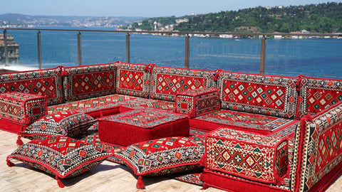 U Shaped Handmade Arabic Sofa, Moroccan Sofa, Turkish Sofa