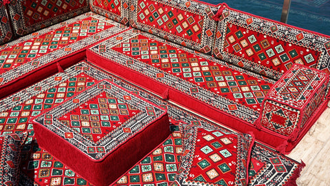 L Shaped Floor Sofa, Turkish Seating Cushions, Arabic Jalsa