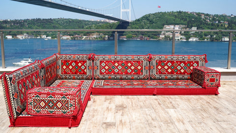 L Shaped Floor Sofa, Turkish Seating Cushions, Arabic Jalsa