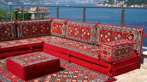 L Shaped Floor Sofa, Turkish Seating Cushions, Arabic Jalsa