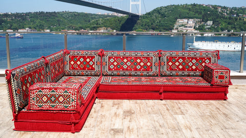 L Shaped Floor Sofa, Turkish Seating Cushions, Arabic Jalsa