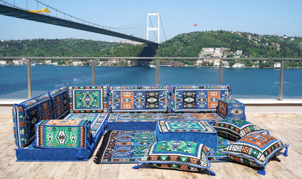 L Shaped Moroccan Sofa Seating, Arabic Majlis Sofa, Turkish Sofa