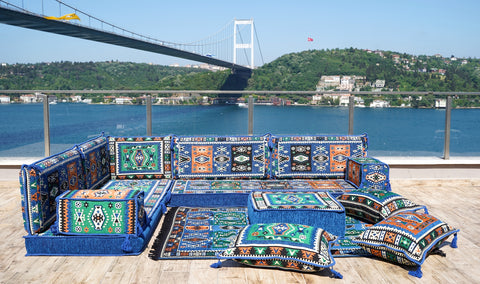 L Shaped Moroccan Sofa Seating, Arabic Majlis Sofa, Turkish Sofa