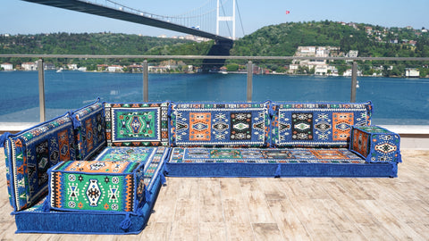 L Shaped Moroccan Sofa Seating, Arabic Majlis Sofa, Turkish Sofa