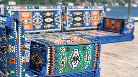 L Shaped Moroccan Sofa Seating, Arabic Majlis Sofa, Turkish Sofa
